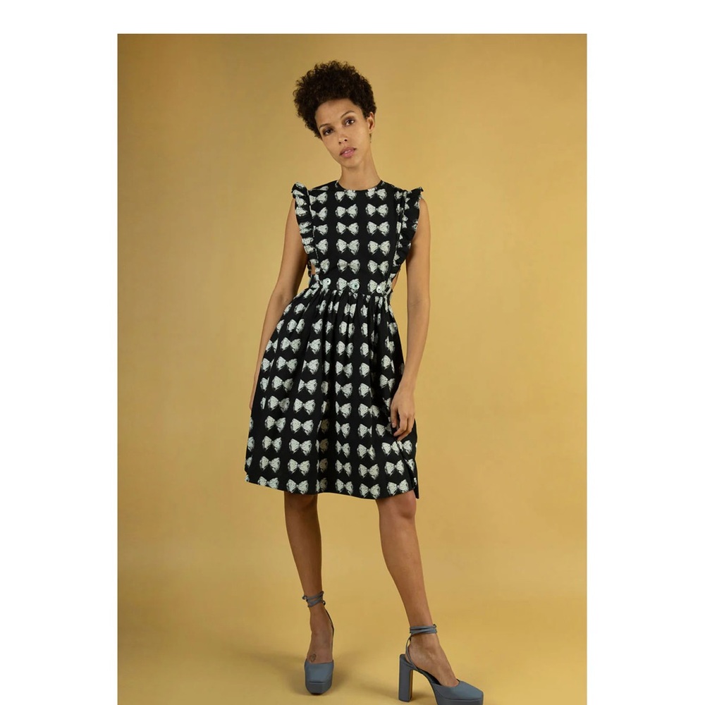 Batsheva Bow Print Pinafore dress